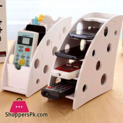 DIY Wooden Desk Remote Mobile Phone Holder Stand Stationery Organizer