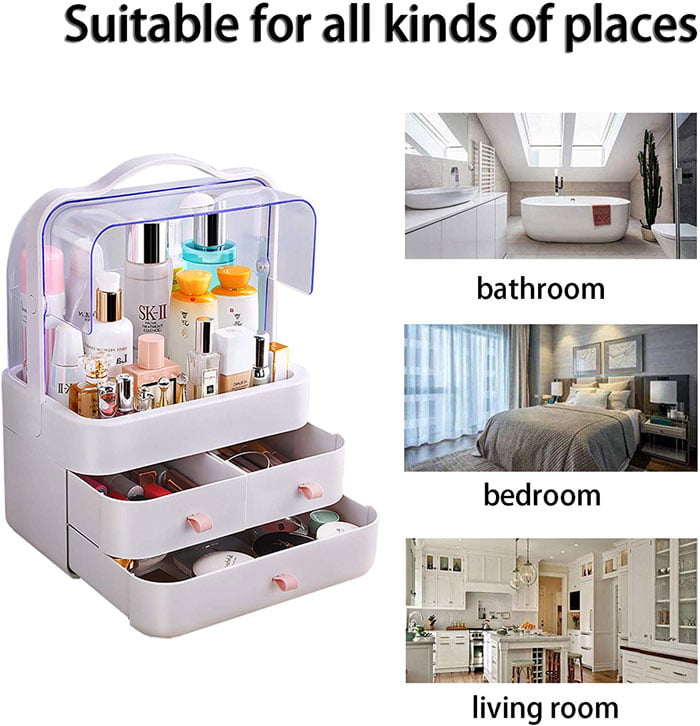 Dust-Proof Makeup Cosmetic And Jewelry Organizer Dressing Storage With Dust-Proof Lid