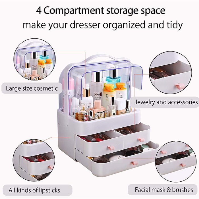 Dust-Proof Makeup Cosmetic and Jewelry Organizer Dressing Storage with Dust-proof Lid