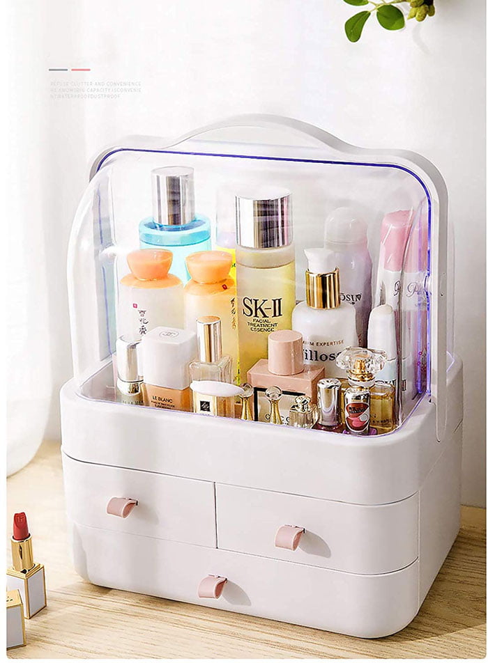 Dust-Proof Makeup Cosmetic And Jewelry Organizer Dressing Storage With Dust-Proof Lid