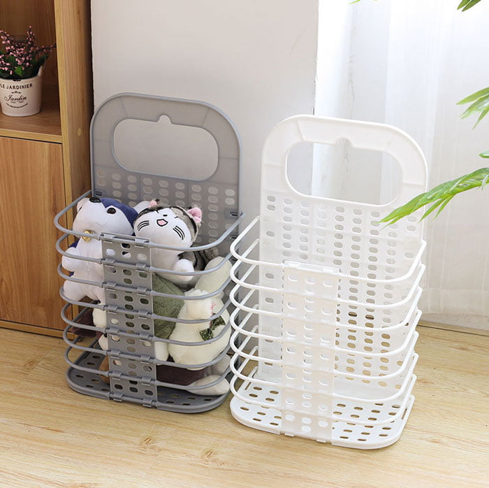 Foldable Laundry Basket Bag Hamper Storage Bin With Hook