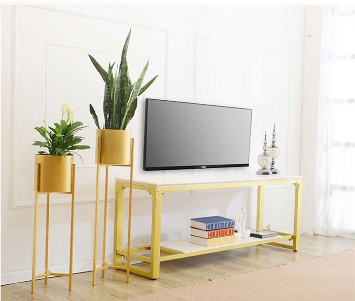 Golden Iron Stand Succulent Vase Grass Metal Flower Pot 3-Pcs