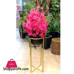 Home Deco Gold Metal Shelf Artificial Flower Arrangement With Pot