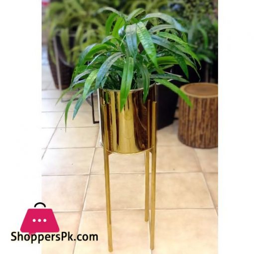 Home Deco Gold Metal Shelf with Artificial Plants Gold Pot