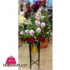Home Deco Metal Shelf Artificial Flower Arrangement With Gold Pot