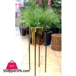 Home Deco Metal Shelf Artificial Plants with Gold Pot