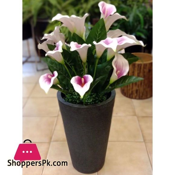 Home Decor Artificial Arum-Lily Flower With Unbreakable Pot 3 Home Decor Artificial Arum-Lily Flower With Unbreakable Pot