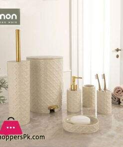 Limon Plastic Bathroom Set Of 6 - ( Vanilla )