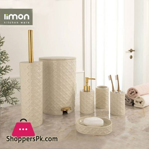 Limon Plastic Bathroom Set Of 6 - ( Vanilla )