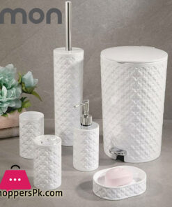 Limon Plastic Bathroom Set Of 6 - ( White )