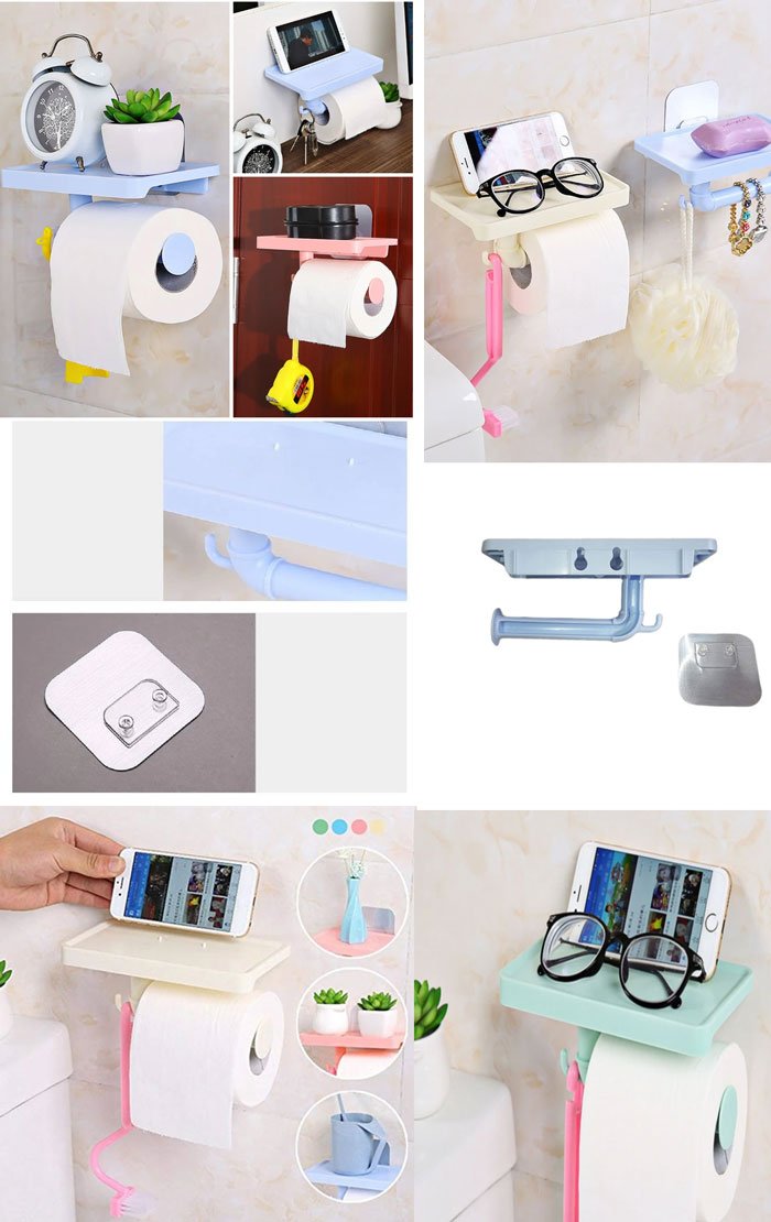 Multi-Function Sticky Tissue Roll, Keys &Amp; Mobile Holder Rack