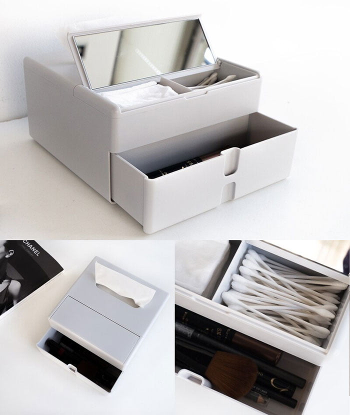 Multi-Functional Tissue Box Cosmetic Makeup Organizer Box Desk Accessories Plastic Storage Box Paper Box