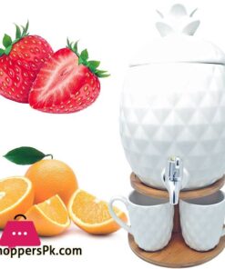 Pineapple Drink Tap Juice Dispenser with 4 Cups with Bamboo Stand