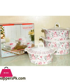 Solecasa Casserole Set With Ceramic Lids - Printed - Set Of 3