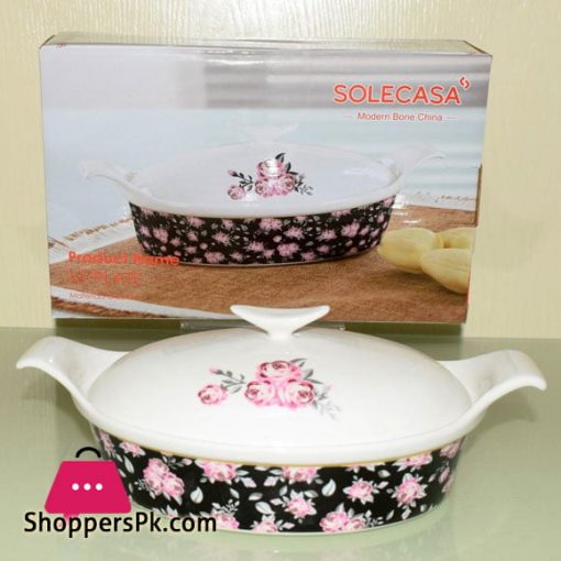 Solecasa Serving Dish With Ceramic Lid - Heat Proof - Material:Ceramic - 10 Inches