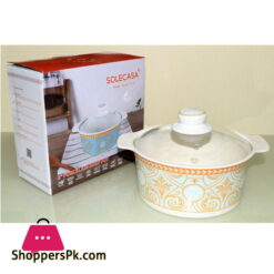 Solecasa Serving Dish With Glass Lid - Heat Proof - Ceramic - Amber - 8 Inches