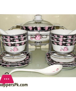 Solecasa Soup Set With Stand & Burner - Set of 21 - Ceramic