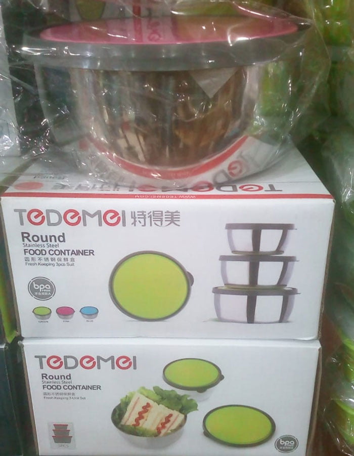 Tedemei Round Stainless Steel Food Container 3 Pcs