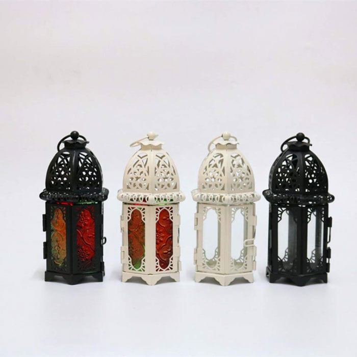 Vintage Castle Design Glass Candle Holder Cage Lantern 1 Pcs
