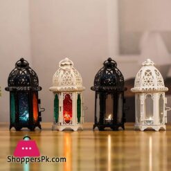 Vintage Castle Design Glass Candle Holder Cage Lantern 1 Pcs