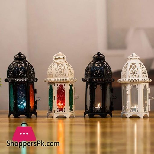 Vintage Castle Design Glass Candle Holder Cage Lantern 1 Pcs