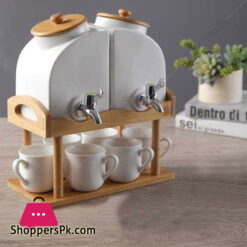 Water Pot with 6 Cups with Bamboo Base