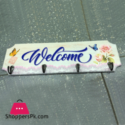 Wood 4 Hook WellCome Key Holder