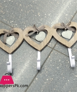 Wood Heart 3 Hook Key Holder