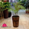 Wooden Bucket Barrel Pot With Artificial Plants 2 Wooden Bucket Barrel Pot With Artificial Plants