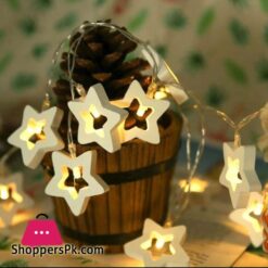 3 Meter Battery Powered Wooden 20 LED Star String Fairy Light LED