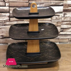 3 Tier Cake Stand Ceramic Black