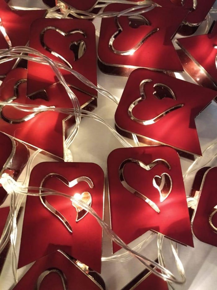 Acrylic Material Hearts Fairy Light 3 Meters Length 20 Bulbs