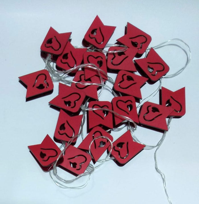 Acrylic Material Hearts Fairy Light 3 Meters Length 20 Bulbs