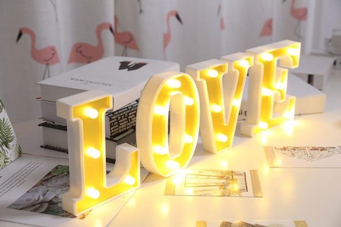 Alphabet Letter Each With Led Light For Party/Event Gold