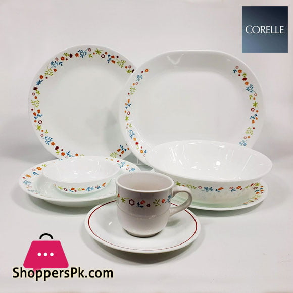 Corelle Febe Ditsy Floral 6.75" Bread Plate – USA Made, Vitrelle Glass, Scattered Wildflowers