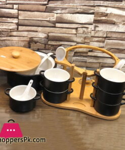 Ceramic 16 Pcs Soup Set Black