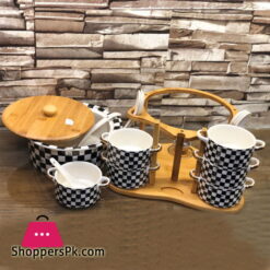 Ceramic 16 Pcs Soup Set Black & White