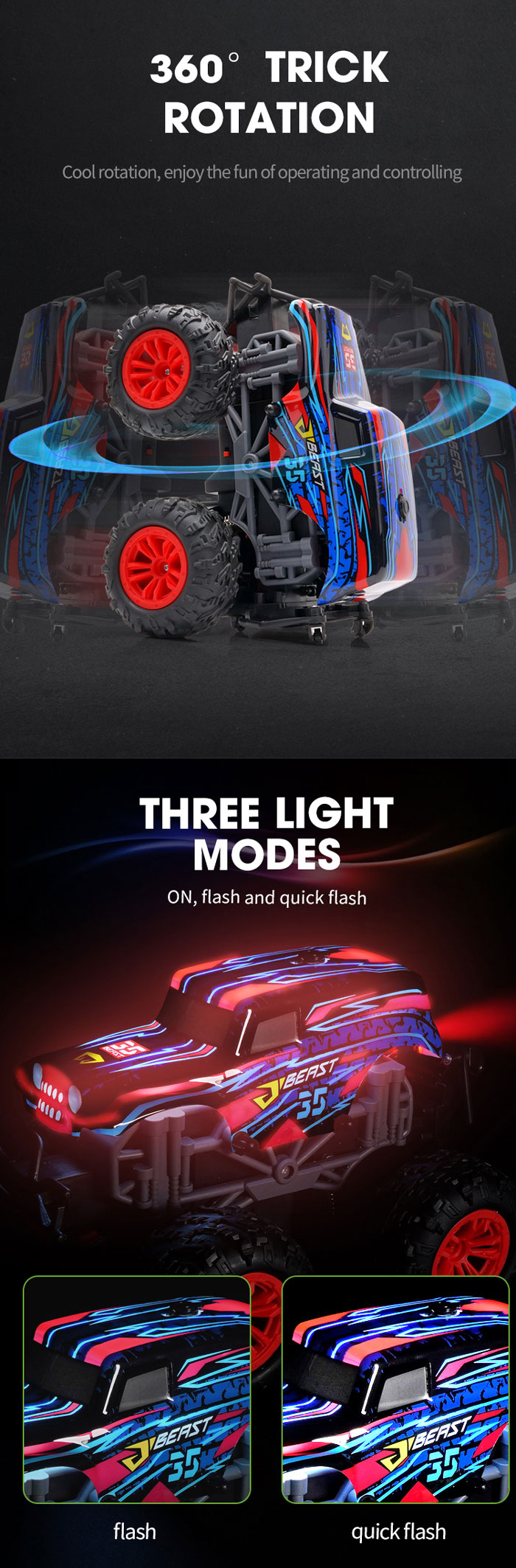 Colorful Multiple Cool Lighting Rc Race Cars 4X4 Toy Car Remot Control Rc With Music And Spray Effects