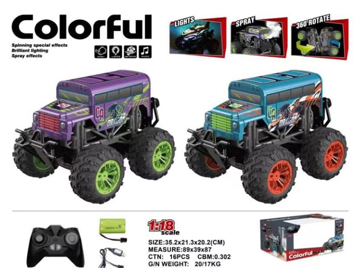 Colorful Multiple Cool Lighting Rc Race Cars 4X4 Toy Car Remot Control Rc With Music And Spray Effects
