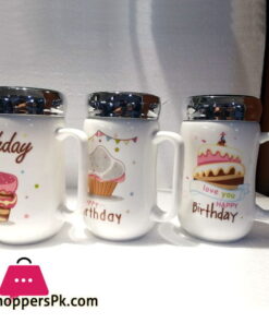 Happy Birthday Ceramic Coffee Mug with Cap
