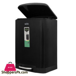 Home Fresh Stainless Steel Rectangular Black Step Dustbin Trash Bin12 Liter - HF0029