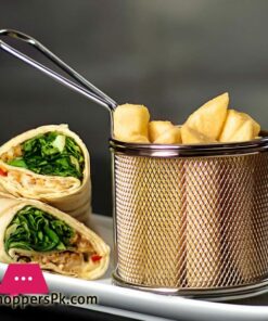 Mini Food Presentation Round Fry Basket Stainless Steel 9 X 8cm