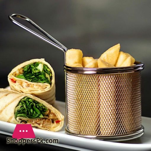 Mini Food Presentation Round Fry Basket Stainless Steel 9 X 8cm