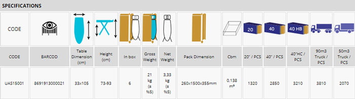 Perilla Eko Class Ironing Stand Turkey Made