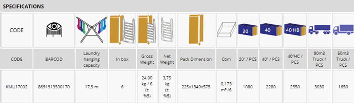 Perilla Mega Present Clothes Dryer Stand Kmu-17002 Turkey Made