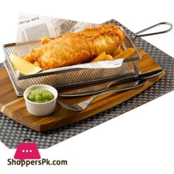 Stainless Steel Rectangular Fryer Serving Basket 26 X 13 X 4.5cm