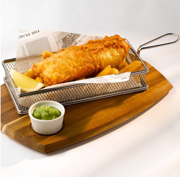 Stainless Steel Rectangular Fryer Serving Basket 26 X 13 X 4.5Cm