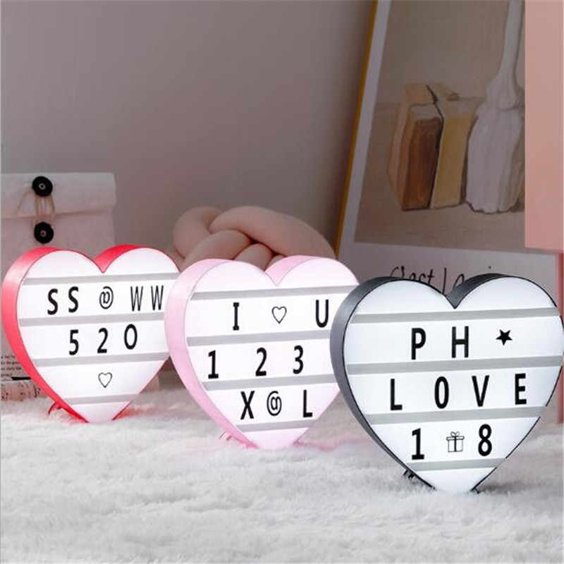 Upgrade Cinema Light Box 3D Love Heart Marquee Night Lamp Letter Lamps