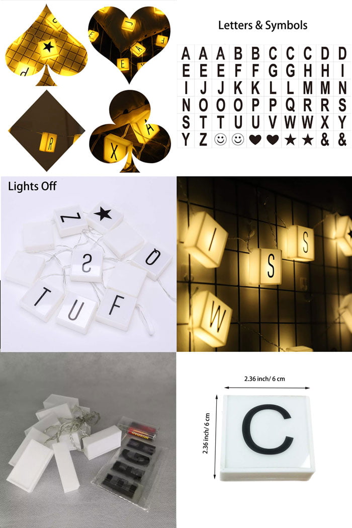 10 Led Letter Light Box String With 60 Letters And Symbols Customizable Letter Banner Decoration Kit Garden Pendant Light For Diy Themed Party