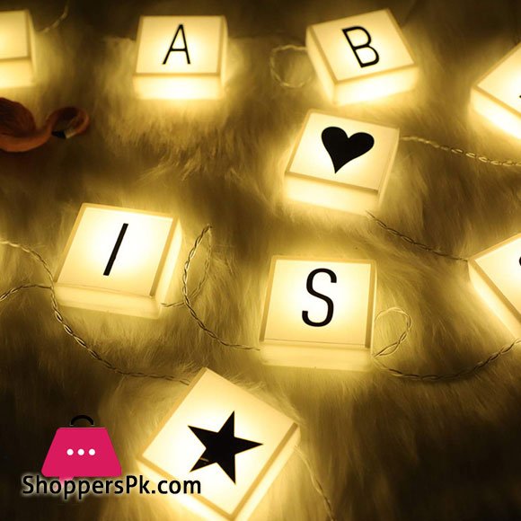 10 LED Letter Light Box String with 60 Letters and Symbols Customizable Letter Banner Decoration Kit Garden Pendant Light for DIY Themed Party
